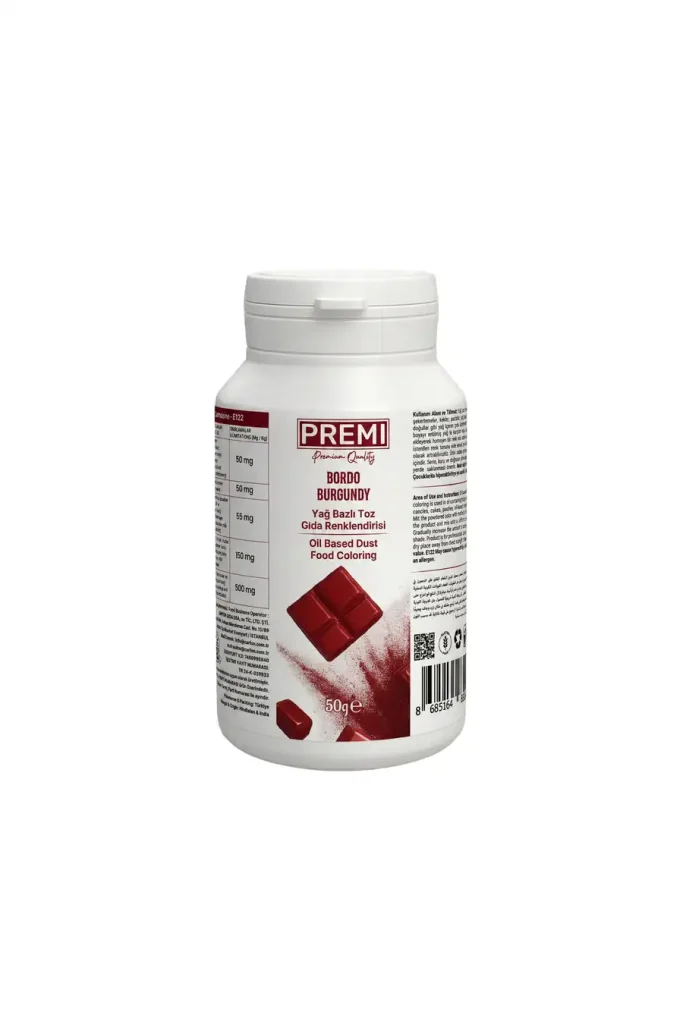 Premi Yağ Bazlı Toz Gıda Boyası Bordo 50 g