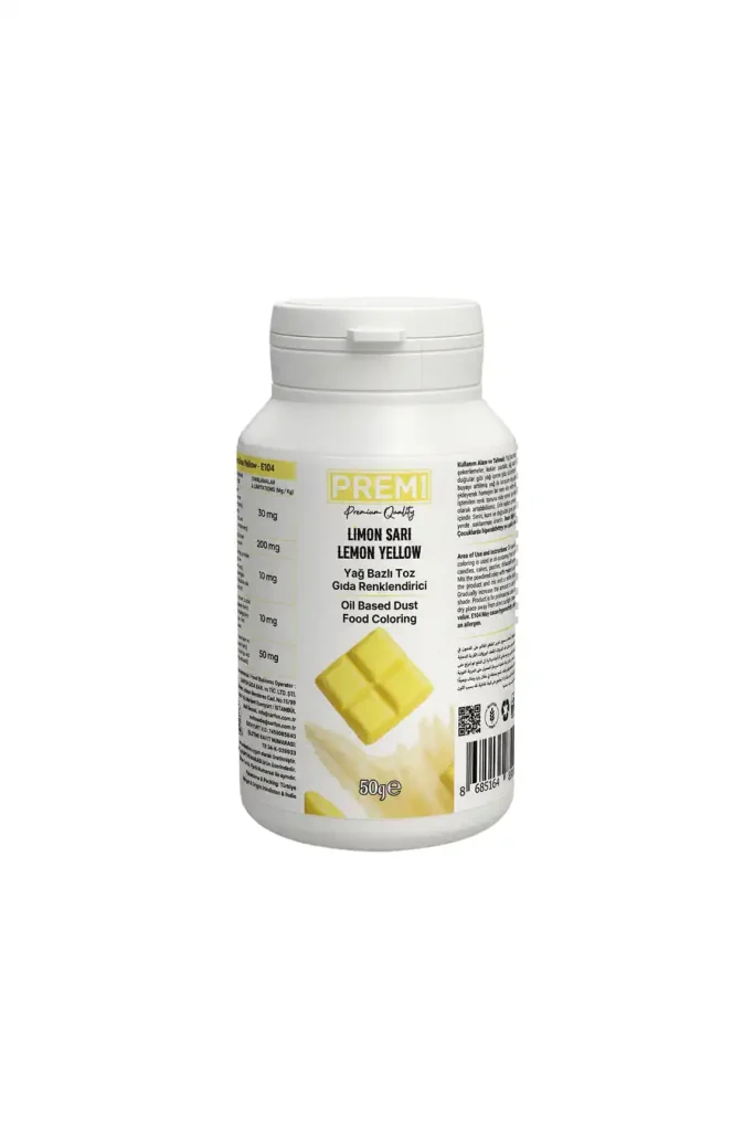 Premi Yağ Bazlı Toz Gıda Boyası Limon Sarı 50 g
