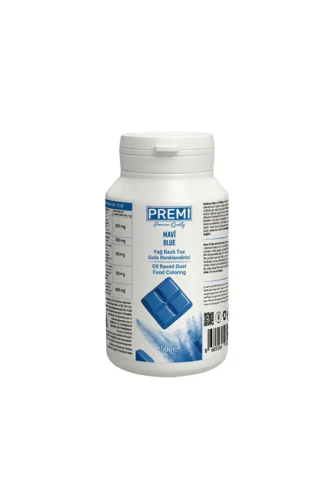 Premi Yağ Bazlı Toz Gıda Boyası Mavi 50 g