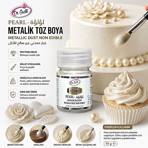 Dr. Gusto Gıda Dışı Metalik Toz Boya 10 gr Sedef