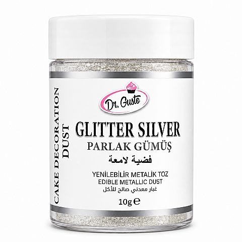 Dr. Gusto Yenilebilir Metalik Toz 10 gr Glitter Gümüş